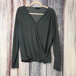 Banana Republic Ladies Small Navy with Green Print Blouse  Small